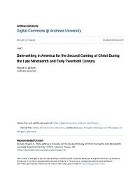 Date-Setting in America for the Second Coming of Christ During the Late Nineteenth and Early Twentieth Century