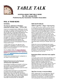 January 2020 Published by the Australian Timetable Association