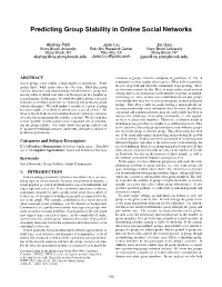 Predicting Group Stability in Online Social Networks