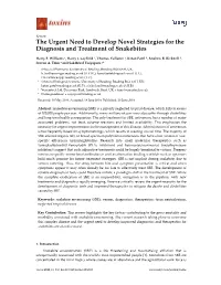 The Urgent Need to Develop Novel Strategies for the Diagnosis and Treatment of Snakebites