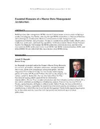 Essential Elements of a Master Data Management Architecture