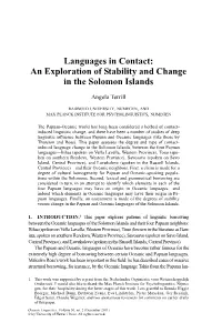 Languages in Contact: an Exploration of Stability and Change in the Solomon Islands