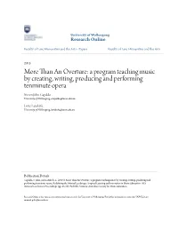 More Than an Overture: a Program Teaching Music by Creating, Writing