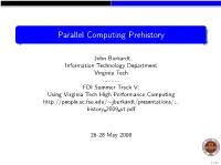 Parallel Computing Prehistory