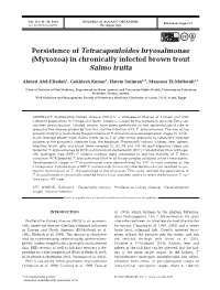 Persistence of Tetracapsuloides Bryosalmonae (Myxozoa) in Chronically Infected Brown Trout Salmo Trutta