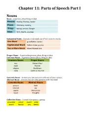 Chapter 11: Parts of Speech Part I