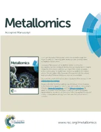 Characterization of Biometal Profiles in Neurological Disorders