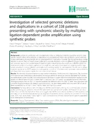 Investigation of Selected Genomic Deletions and Duplications in A