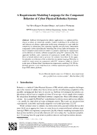 A Requirements Modeling Language for the Component Behavior of Cyber Physical Robotics Systems
