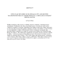 Abstract Effects of Wildfire on Water Quality and Benthic Macroinvertebrate Communities of a Chihuahuan Desert Spring System