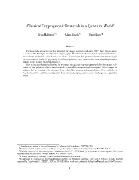 Classical Cryptographic Protocols in a Quantum World∗