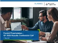Q1 2020 Results Conference Call