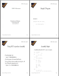 Simple C Program Using GCC to Produce Assembly Assembly Ouput