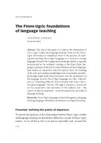 The Finno-Ugric Foundations of Language Teaching
