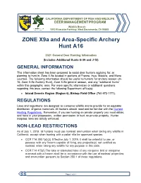 2021 X9a and A16 Zone Hunt Info