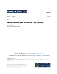 Are There Many Philosophies Or Is There Just 'Doing Philosophy'?