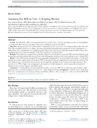 Assessing the Will to Live: a Scoping Review