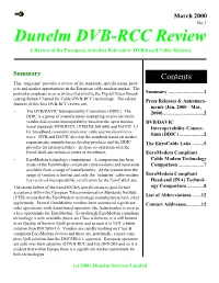 Dunelm DVB-RCC Review a Review of the European Activities Relevant to DVB-Based Cable Modems