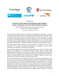 Event: a World Free from Violence and Exploitation Against Children