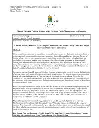 Master Thesis in Political Science with a Focus on Crisis Management and Security