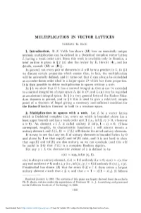 Multiplication in Vector Lattices