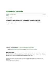 Scope of Employment Test in Relation to Slander Action