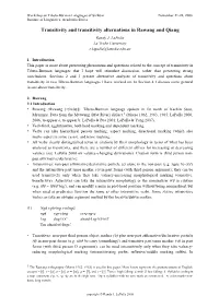 Transitivity and Transitivity Alternations in Rawang and Qiang Randy J