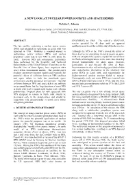 A New Look at Nuclear Power Sources and Space Debris