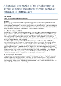 A Historical Perspective of the Development of British Computer Manufacturers with Particular Reference to Staffordshire