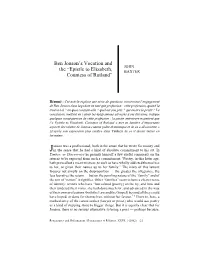 Ben Jonson's Vocation and the “Epistle to Elizabeth, Countess Of