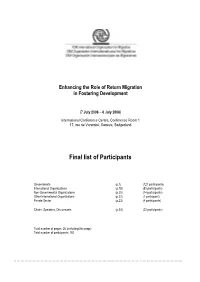 Participant List