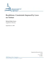 Renditions: Constraints Imposed by Laws on Torture