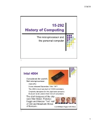 The Microprocessor and the Personal Computer