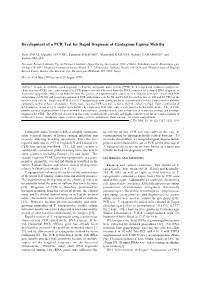 Development of a PCR Test for Rapid Diagnosis of Contagious Equine Metritis