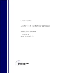 Master Location Identifier Database