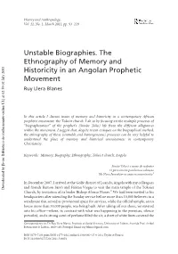 Unstable Biographies. the Ethnography of Memory And