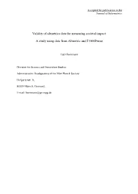 Validity of Altmetrics Data for Measuring Societal Impact