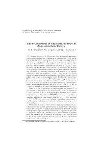Entire Functions of Exponential Type in Approximation Theory D