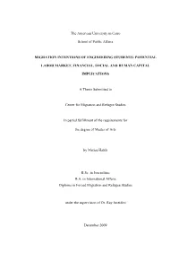 Migration Intentions of Engineering Students: Potential