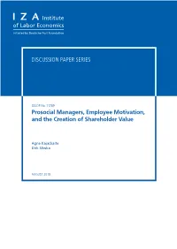 Prosocial Managers, Employee Motivation, and the Creation of Shareholder Value