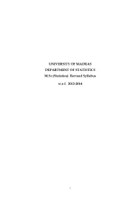 (Statistics) Revised Syllabus Wef 2013-2014