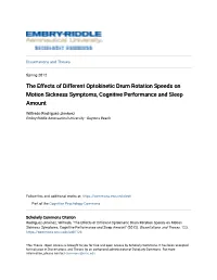 The Effects of Different Optokinetic Drum Rotation Speeds on Motion Sickness Symptoms, Cognitive Performance and Sleep Amount