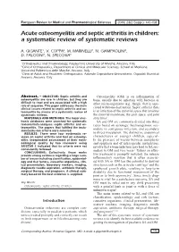 Acute Osteomyelitis and Septic Arthritis in Children: a Systematic Review of Systematic Reviews