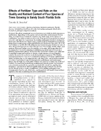Effects of Fertilizer Type and Rate on the Quality and Nutrient Content Of