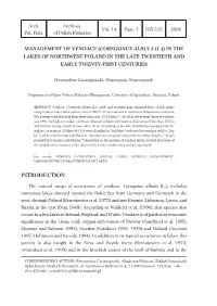Management of Vendace (Coregonus Albula (L.)) in the Lakes of Northwest Poland in the Late Twentieth and Early Twenty-First Centuries