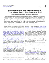 Potential Mechanisms of the Alexander Technique: Toward a Comprehensive Neurophysiological Model
