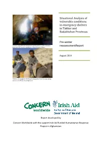 Situational Analysis of Vulnerable Conditions in Emergency Shelters in Takhar and Badakhshan Provinces