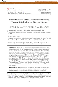 Some Properties of the Generalized Stuttering Poisson Distribution and Its Applications