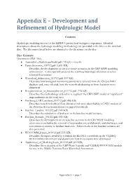 Appendix E – Development and Refinement of Hydrologic Model