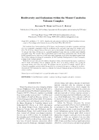 Biodiversity and Endemism Within the Mount Canobolas Volcanic Complex